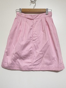 ★Ralph Lauren ツータック ミニスカート 7 ピンク コットンツイル カラースカート ボタンフライ センターシーム バックフラップポケット