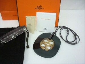 新品 保管品 HERMES エルメス バッファローホーン ペンダント リフト ラージ 水牛角 ネックレス　a