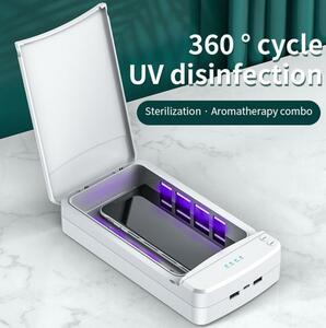 ※お得※ UV殺菌ボックス 滅菌 消毒 スマホ 日常アイテム アクセサリー USB接続 紫外線 ライト点灯 ホワイト