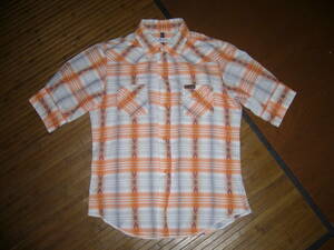 221-550*:HYSTERIC GLAMOUR Hysteric Glamour Ozone Community short sleeves western shirt size.S color. orange 