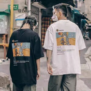 Tシャツ 半袖 メンズ ユニセックス バックプリント トムとジェリー ブラック