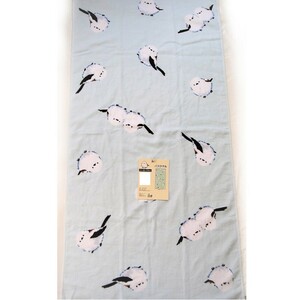  new goods simaenaga light blue bath towel cotton 100% normal size 60×120cm small bird total pattern simple towel ....abe il 