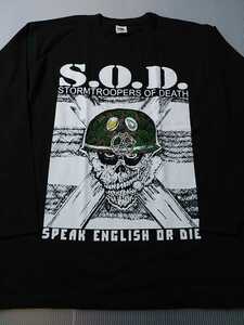 S.O.D. 長袖Ｔシャツ SPEAK ENGLISH OR DIE 黒L ロンT / slayer metallica anthrax megadeth c.o.c. d.r.i. napalm death