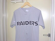 80s 90s USA製 Majestic NFL Los Angeles Raiders ベースボールシャツ M グレー vintage old レイダース Oakland Raiders_画像1