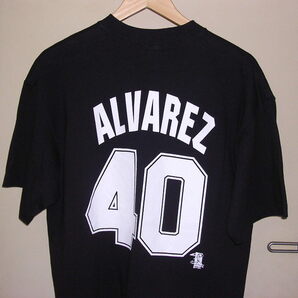 美品 90s USA製 Majestic MLB Tampa Bay Devil Rays #40 ALVAREZ Tシャツ XL 黒 vintage old レイズ ナンバリング デビルレイズの画像1