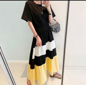 ワンピース ロングワンピース フレアスカート Tシャツワンピ 黒 白 人気
