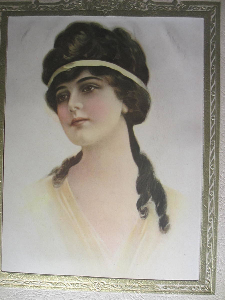 Prewar antique beauty painting No. 2 Approximately 22cm x 17cm: Reproduction (print)., Artwork, Painting, Portraits