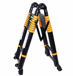  compact storage possibility flexible type stepladder 3.7m+3.7m combined use ladder 7.4m black! height adjustment free . possibility! high intensity aluminium . robust! ladder heights work .