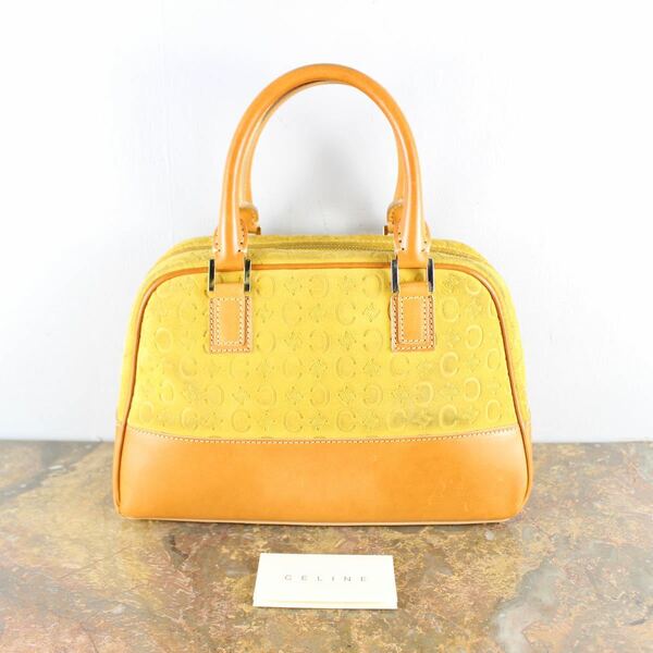 OLD CELINE MACADAM PATTERNED EMBOSSED LEATHER HAND BAG MADE IN ITALY/オールドセリーヌマカダム柄型押しレザーハンドバッグ