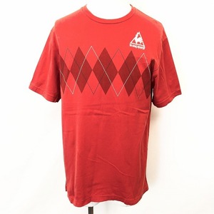 le coq sportif ルコックスポルティフ O (XL) メンズ Tシャツ カットソー アーガイルチェックプリント ロゴ 丸首 半袖 綿100% レッド 赤