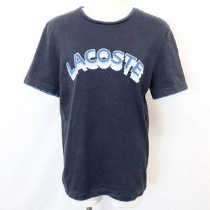 LACOSTE SPORT ラコステ スポーツ 3 レディース Tシャツ カットソー ロゴプリント ロゴ刺繍 レイヤード風 丸首 半袖 綿100% ネイビー 紺