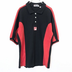 FILA filler M men's man polo-shirt cut and sewn deer. . imported car old clothes Logo badge short sleeves Short sleeve cotton 100% cotton red red 