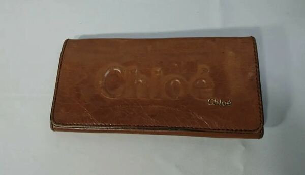 本物クロエ Chloe' 本革 レザー ラウンド長財布 茶色 ブラウン