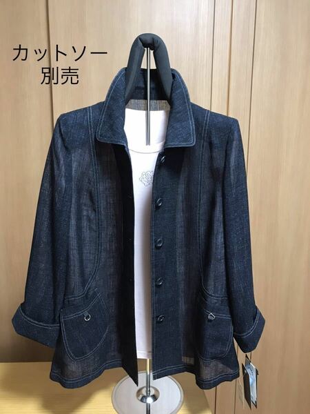 [新品] 激安・在庫処分　Mサイズ　レディースジャケット　ミセスジャケット　婦人ジャケット　高級素材　紺色