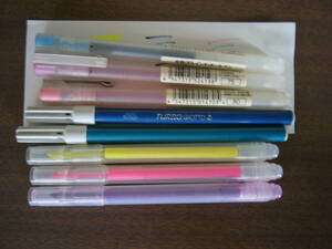 サインペンなど セット/水性（ゲルインキ）ボールペン３本 ＋TURBO GIOTTO 2本 ＋（ピンク）（黄）（紫）