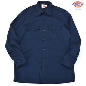 [M程度] USA製 90s Dickies ワーク シャツ ネイビー 紺 ディッキーズ ストリート オールド スケート ビンテージ vintage 80s