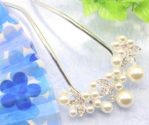  super-discount limitation popular rare lovely stylish ornamental hairpin chopsticks . Japanese clothes tomesode yukata . ornament antique flower leaf flower large sphere pearl silver silver 
