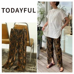 TODAYFUL( Today full )Jacquard Slit Trousers pants Jaguar do slit pants orange 38 Brown 20210713