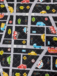 a④車柄キルト生地 撥水加工生地 ハギレ 106×50cm