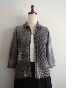 JURGEN LEHL Jurgen Lehl i regular rib print 7 minute sleeve cardigan cotton feather woven size M