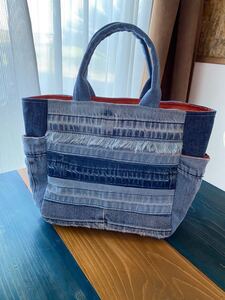 トートバッグ ハンドメイド デニムリメイク 一点物