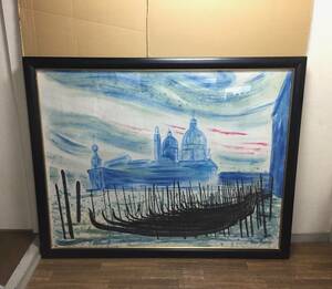 Art hand Auction Guaranteed authentic Andre Brasilier Venice No. 80 Hand-painted Fresco on canvas 1981 Landscape painting Art Fine art Limited time only!, Artwork, Painting, others