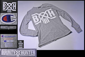 バウンティハンター ｘチャンピオン コラボ ★ ロングスリーブ Tシャツ ★ グレー ★ Ｓサイズ ★ BXHロゴ ★ bounty hunter ★