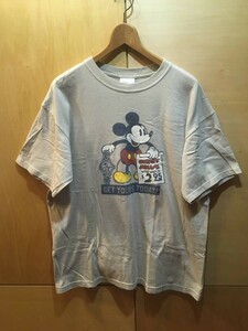  Vintage Mickey Mouse список часы часы рисунок футболка мужской L Disney б/у одежда USA производства 