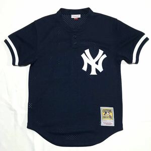 【美品】Mitchell & Ness ミッチェル&ネス MLB ニューヨークヤンキース 1995年 レプリカベースボールシャツ メンズS 紺 ユニフォーム 正規