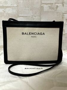 BALENCIAGA Balenciaga темно-синий небольшая сумочка парусина × кожа сумка на плечо наклонный ..