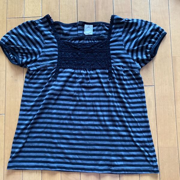 Tシャツ ボーダー黒グレー 半袖