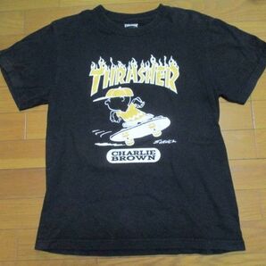 THRASHER チャーリーブラウン Tシャツ 黒 サイズ不明 PEANUTS スヌーピー スラッシャー ロゴ スケボー スケーターの画像2