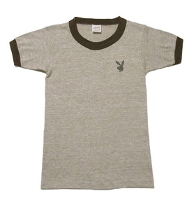 70s Vintage MADE IN USA　PLAYBOY プレイボーイ ラビットヘッド うさぎ キッズ リンガーTシャツ　Sportswear Russell　KIDS M 10-12 USA製