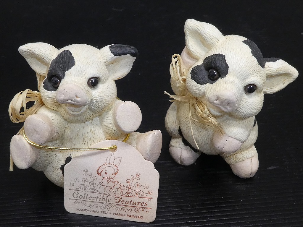 ★Handcraft Collectible Features Sealmark Pig Pair Figurine Pig Figure Object Collective Interior Pig Collection★, handmade works, interior, miscellaneous goods, ornament, object