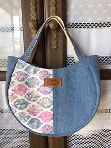 175 ハンドメイド トートバッグ デニムリメイク 手提げ XmasSALE12月25日まで!