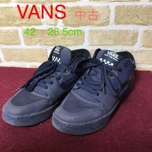 【売り切り!送料無料!】A-126 VANS!42!26.5cm!ハイカット!ハイカットスニーカー!ネイビー!ストリート系!古着!中古!の画像1