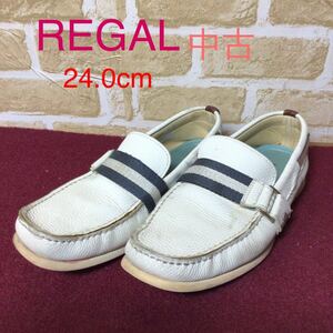 [ selling out! free shipping!A-127 REGAL!24.0cm! Loafer! slip-on shoes! leather shoes! white! used!