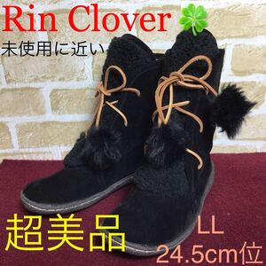 【売り切り!送料無料!】A-129 Rin Clover!スエードボアブーツ!LL 24.5cm位!黒!ミディアムブーツ!もこもこ!暖かい!雪!超美品!未使用に近い!