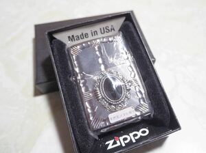 未使用 ZIPPO ジッポー ブラック オニキス 天然石 メタル貼り オイル ライター NM3-BKON