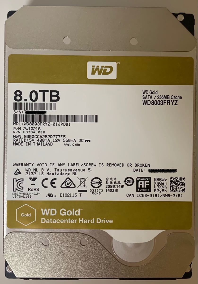 年末のプロモーション WD HDD 良品) 720(中古 SATA3.0 WD8003FRYZ Gold WD 8TB 3.5インチ  内蔵ハードディスク - その他 - labelians.fr