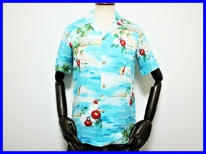 即決! 良品! ハワイ製 パラダイス ファウンド レーヨンアロハシャツ メンズS PARADISE FOUND