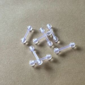 8本　16G シャフト6mm ボール3mm 透明　UVアクリル　ストレート　バーベル　ボディピアス