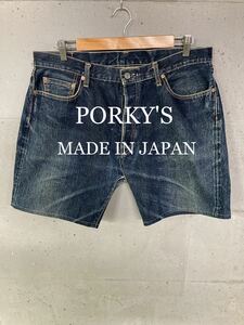 PORKY'Sセルビッチデニムショートパンツ！日本製！大きめサイズ！