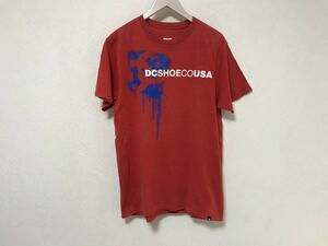 本物ディーシーDCSHOESCOUSAコットンプリント半袖TシャツMメンズ旅行トラベルアメカジ赤レッドストリートスケーター