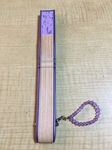  fan ④ purple, Gold lame floral print beads attaching 