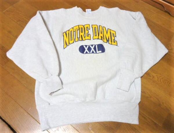 L/ビンテージ90s/ノートルダム大学/刺繍タグ/チャンピオンChampion/リバースウィーブ/トレーナー/スウェット/グレー/アーチ/カプセル