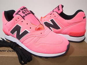 [ free shipping prompt decision ] abroad limitation NEW BALANCE UK made M670NEN 23.5cm US5.5 new goods all suede NEON PINK neon pink x black VIBRAM sole Britain made 