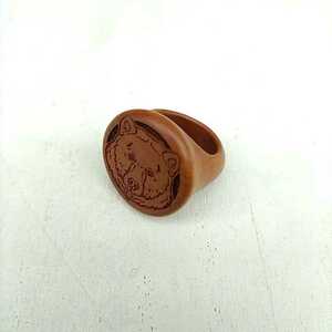 Art hand Auction [Handmade] New/Natural/Wooden/Bear/Uncolored/Animal/Ring/Wood Ring/Size 16.5/L04096551/, Men's Accessories, ring, others