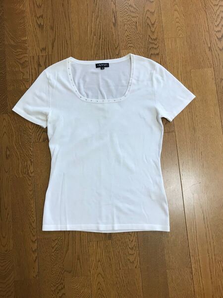 インディヴィ INDIVI 半袖 カットソー トップス 38 白