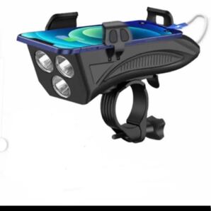 LED自転車ライト USB充電式 4in1機能搭載 4000mAh大容量 バイクライトセット IPX5防水 ベル付き